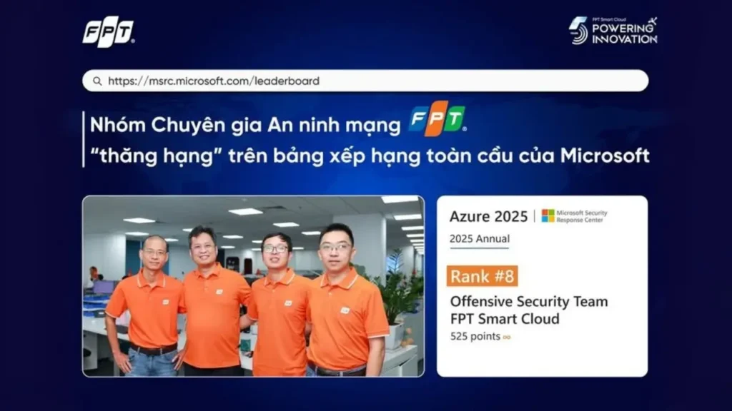 Chuyên gia an ninh mạng FPT Smart Cloud lọt Top 8 toàn cầu của Microsoft, khẳng định vị thế trên trường quốc tế