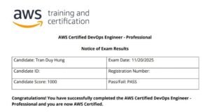 Nhìn Lại Hành Trình Đạt 1000/1000 AWS Certified DevOps Engineer – Professional (DOP-C02)