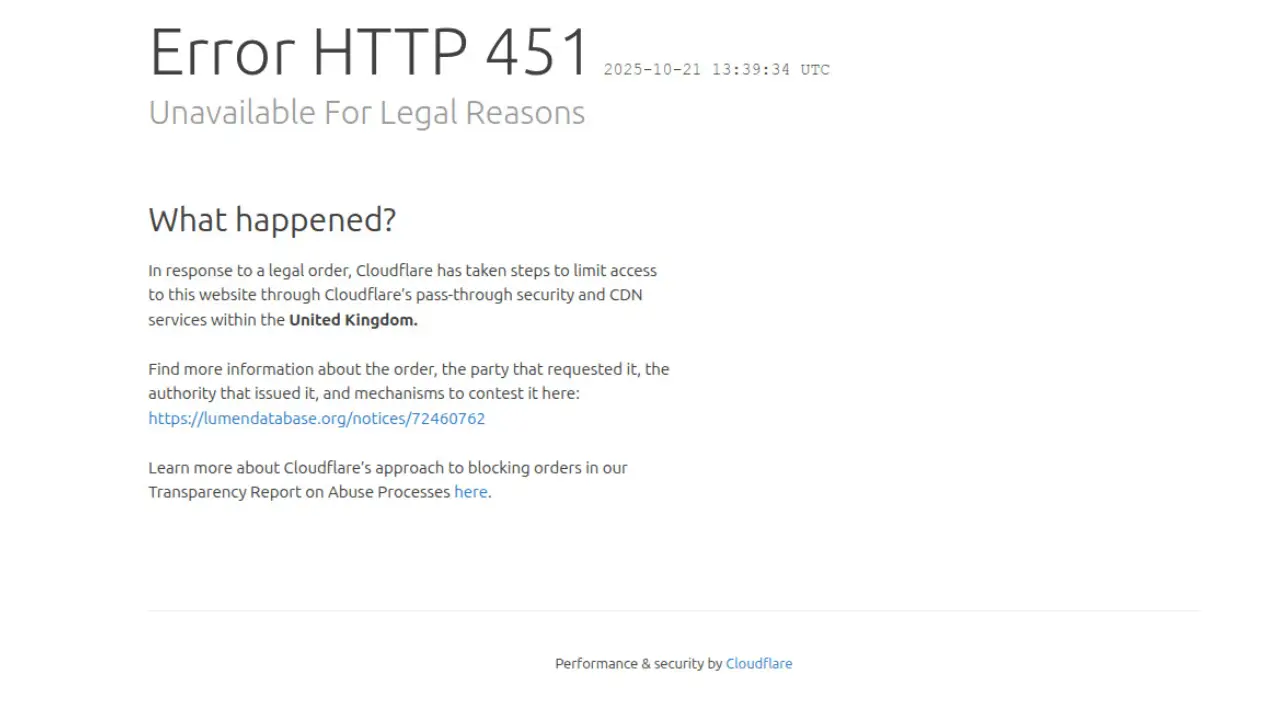 Mô hình chặn nội dung HTTP 451 của Cloudflare