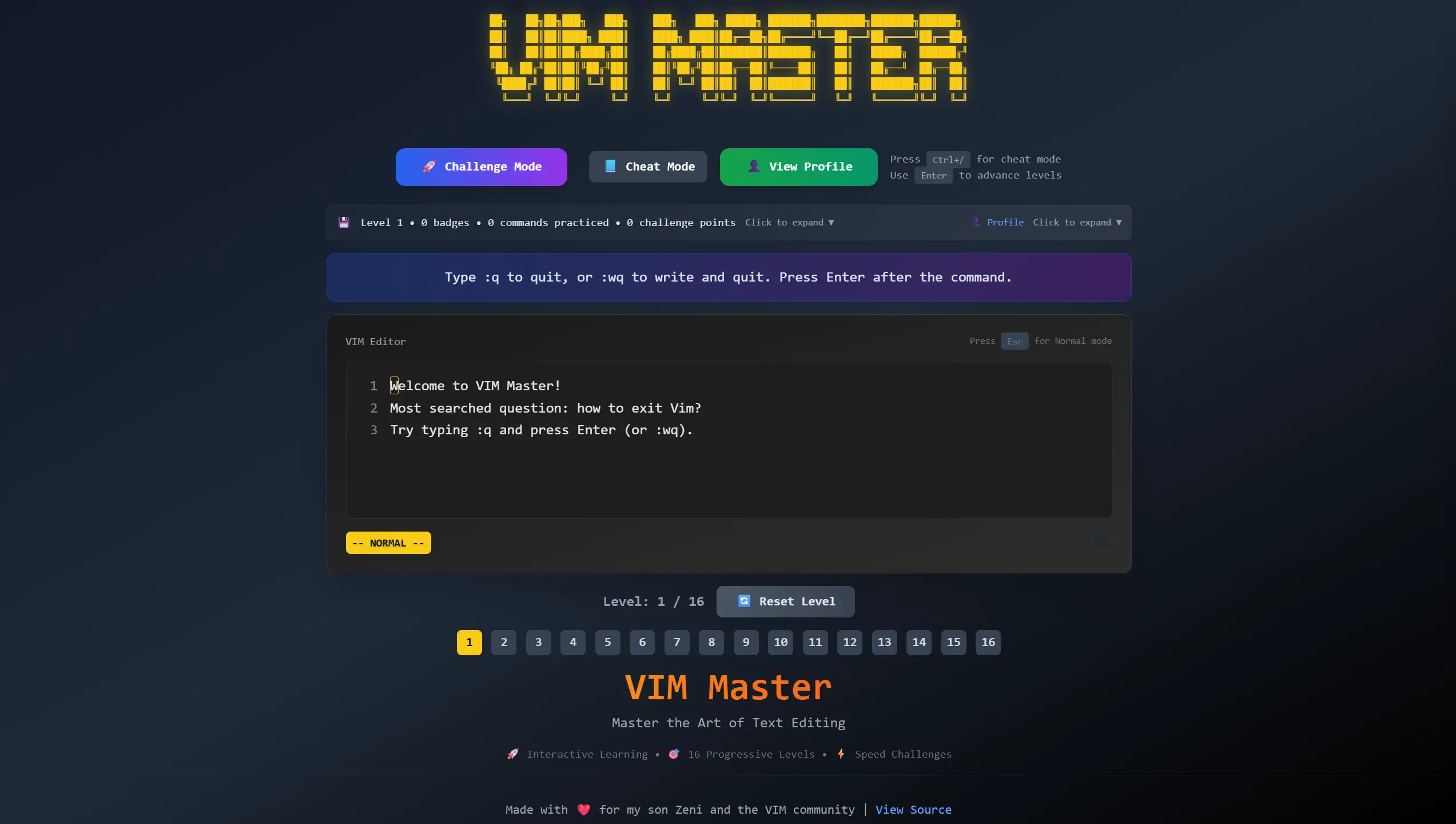 Học Vim như chơi game giải đố với Vimmaster