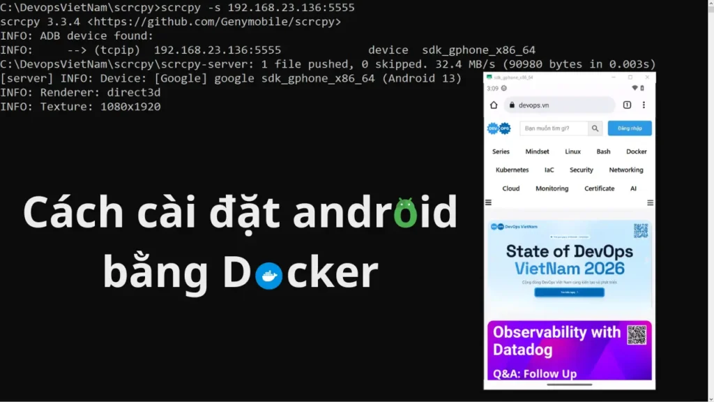 Cách cài đặt Android bằng Docker (chi tiết từng bước)