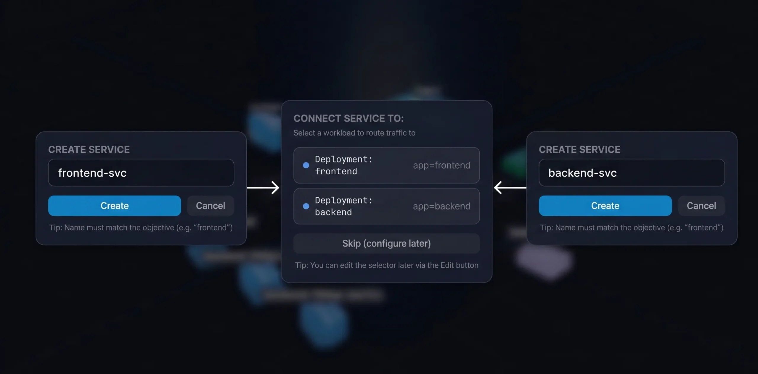 Tạo service cho frontend và backend