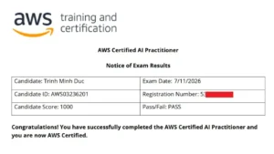Chia sẻ kinh nghiệm thi AWS Certified AI Practitioner (AIF-C01) đạt 1000/1000