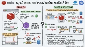 Redis vẫn UP nhưng application latency tăng từ 50 ms lên 5 giây