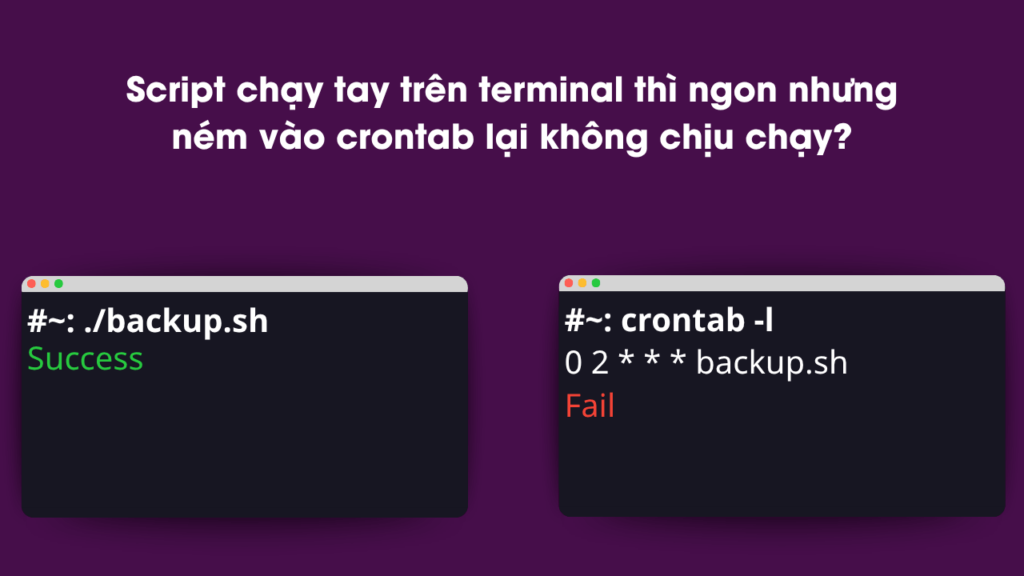 Script chạy tay trên terminal thì ngon lành nhưng ném vào crontab lại không chịu chạy